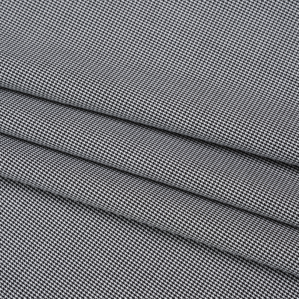 Cotton Twill Shirting - Black and White Tiny Houndstooth - Deadstock