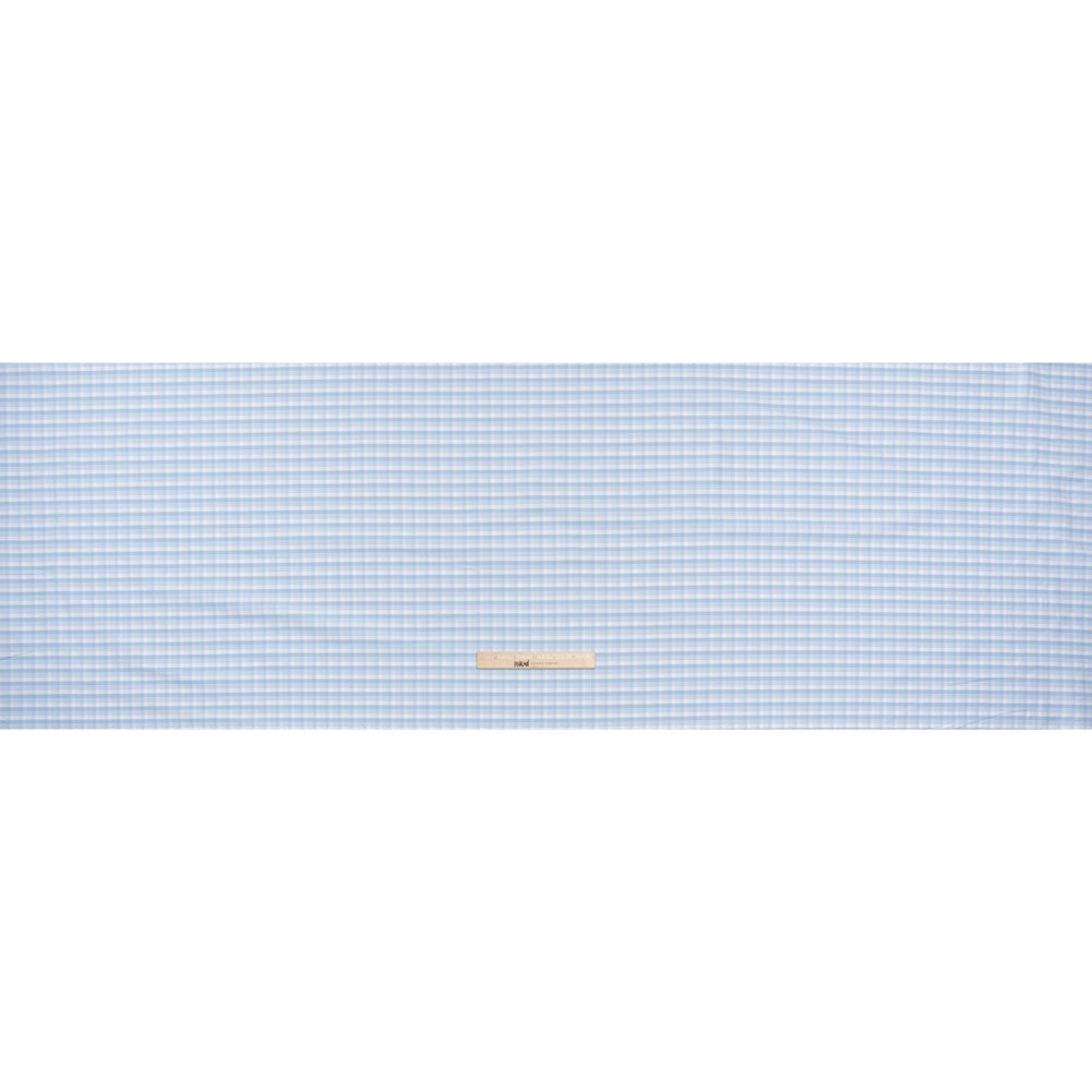 Cotton Oxford Shirting - Baby Blue and White Plaid - Deadstock