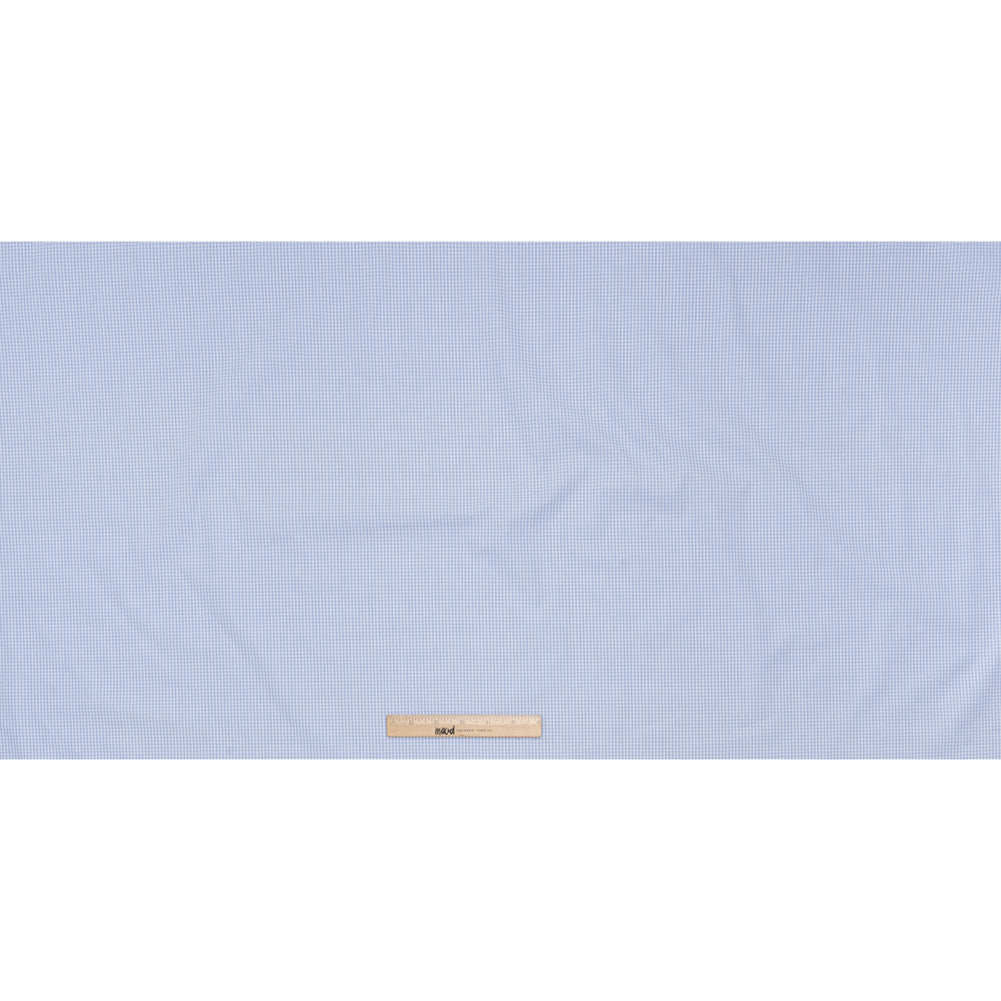 Cotton Gingham Shirting - Baby Blue and White Checks - Deadstock