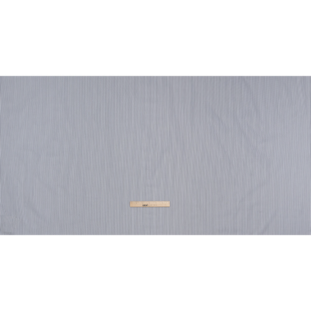 Cotton Twill Shirting - Gray and White Candy Stripes - Deadstock