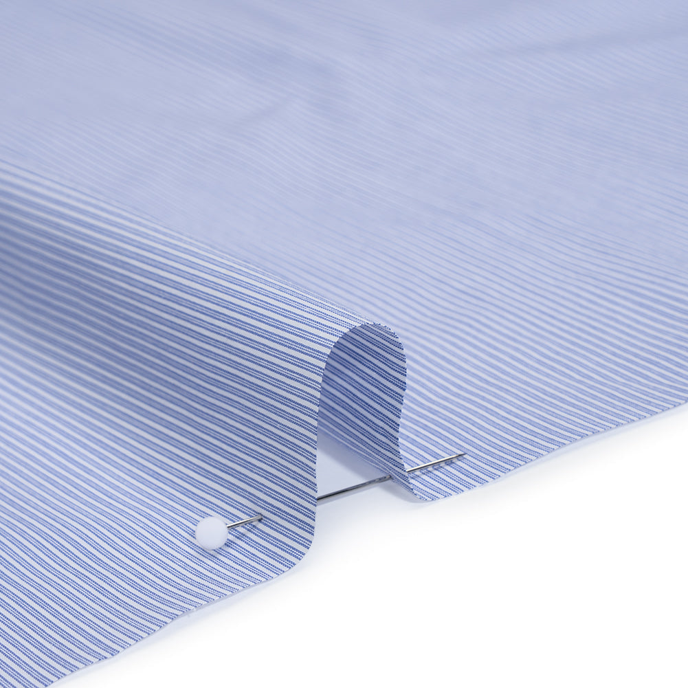 Cotton Shirting - Marine Blue and White Stripes - Deadstock