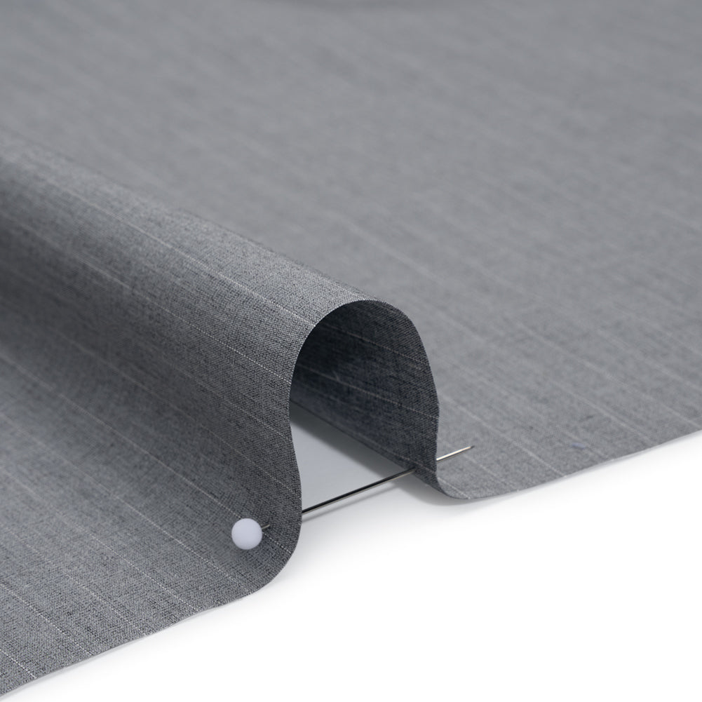 Cotton Shirting - Heathered Gray with Faint White Pinstripes - Deadstock
