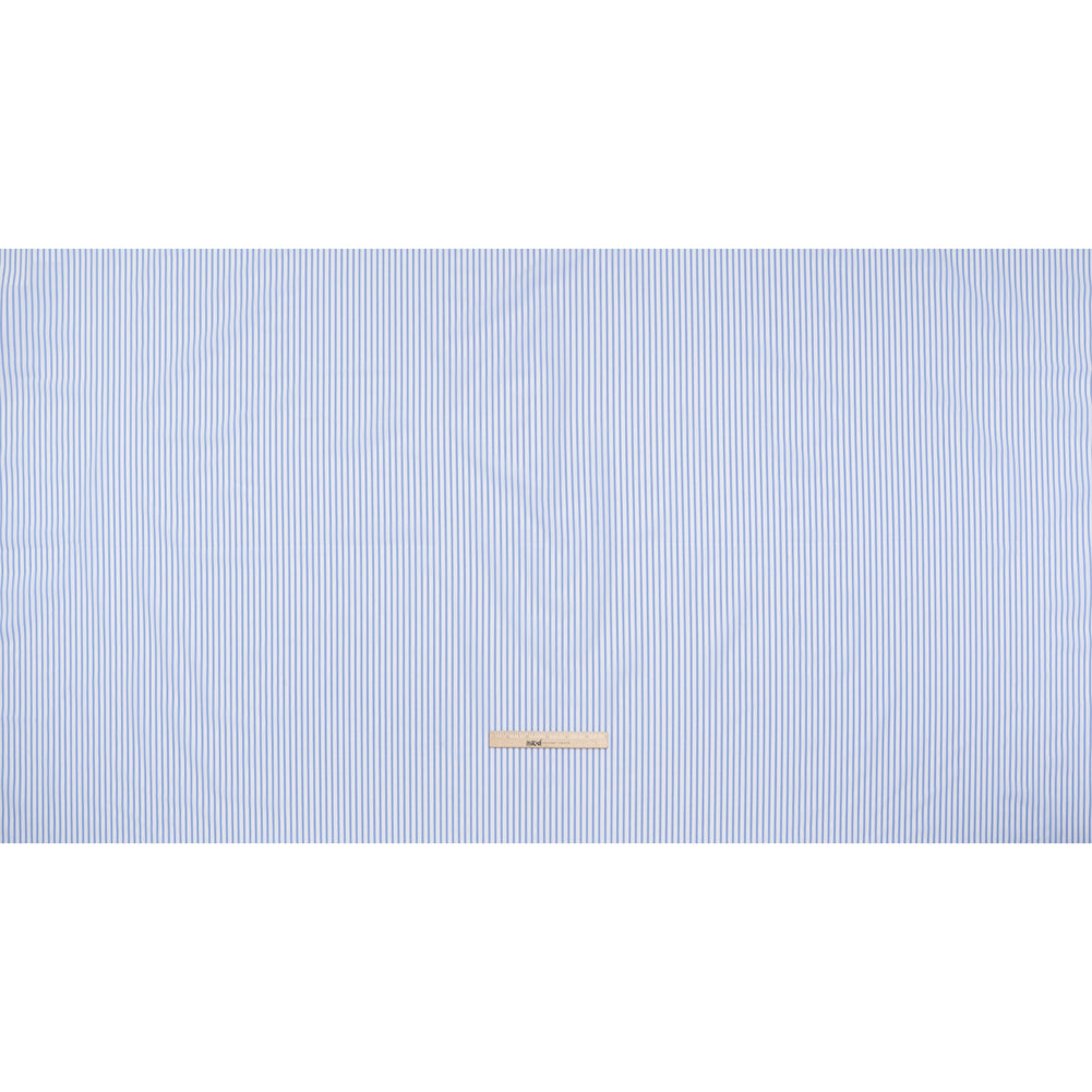 Cotton Shirting - Airy Blue and White Stripes - Designer Deadstock
