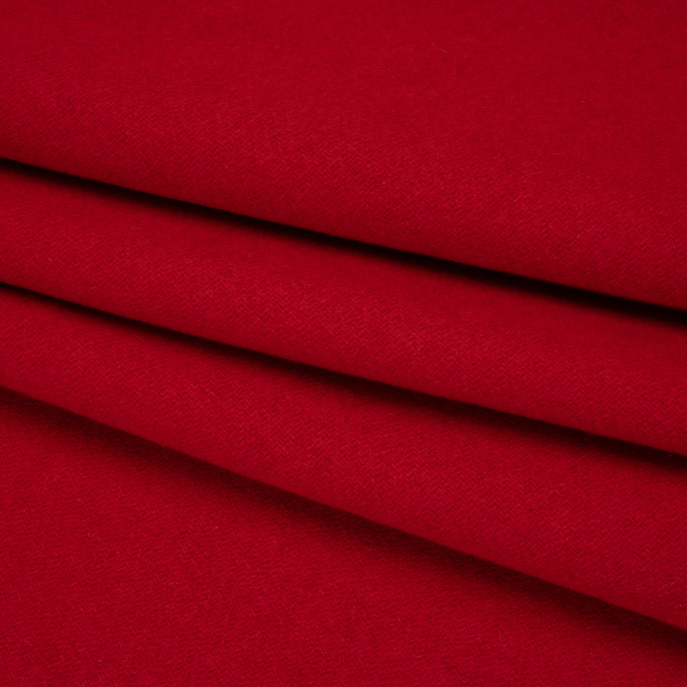 Recycled Brushed Wool Blend Twill Coating - Ruby Red - Made in Italy - Maeve Collection