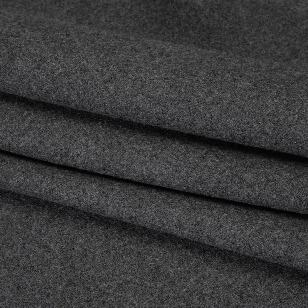 Recycled Brushed Wool Blend Twill Coating - Lead Gray - Made in Italy - Maeve Collection