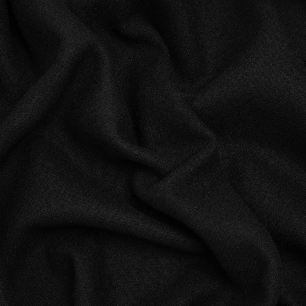 Recycled Brushed Wool Blend Twill Coating - Black - Made in Italy - Maeve Collection