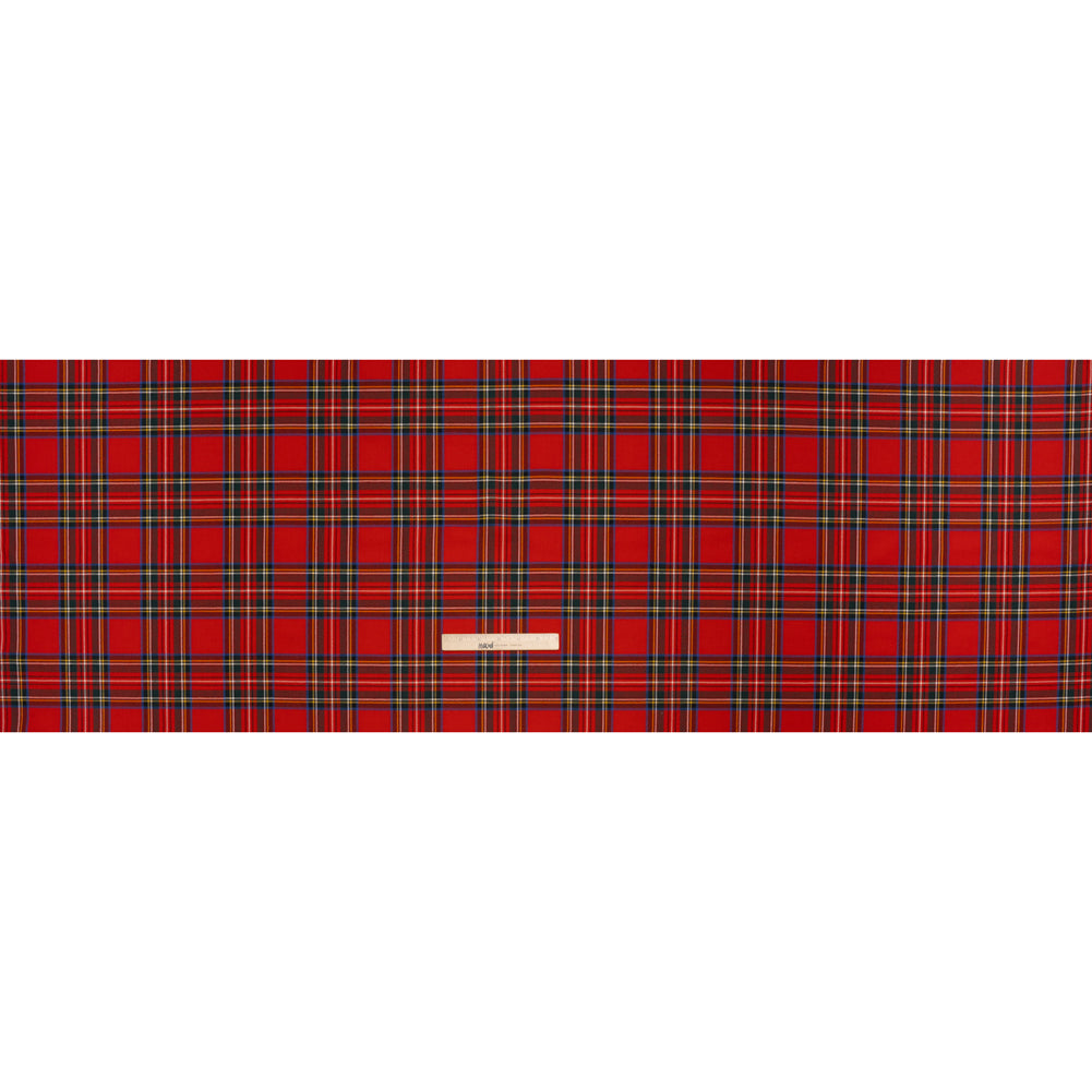 Virgin Wool Twill Made in Italy - Red, Blue and Green Classic Holiday Plaid