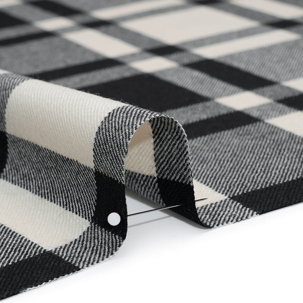 Virgin Wool Twill Made in Italy - Black and White Big Plaid