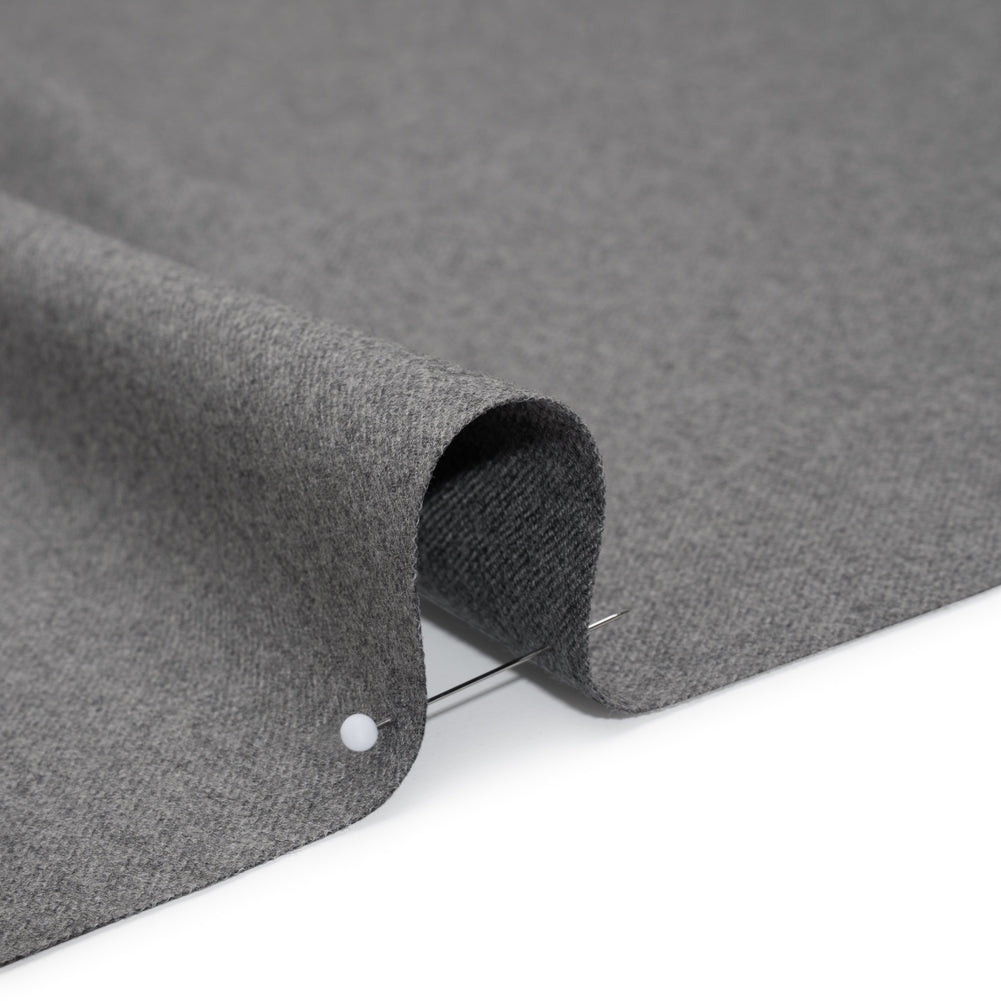 Brushed Virgin Wool Twill Made in Italy - Heathered Light Gray