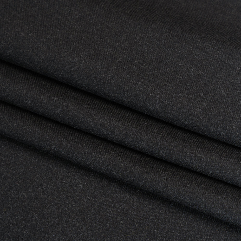 Brushed Virgin Wool Twill Made in Italy - Heathered Anthracite Gray