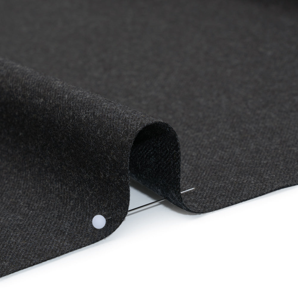 Brushed Virgin Wool Twill Made in Italy - Heathered Anthracite Gray