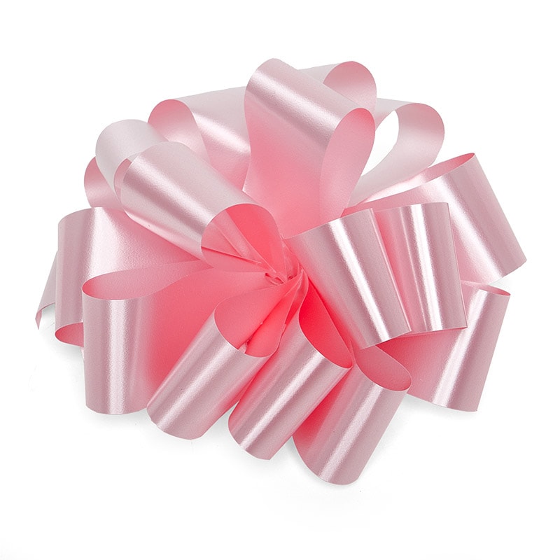 Light Pink Satin Finish Hank Folded Poly Bows – 1.25" x 5" (100 Pieces per Case)