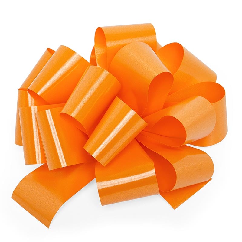 Orange Satin Finish Hank Folded Poly Bows – 1.25" x 5" (100 Pieces per Case)