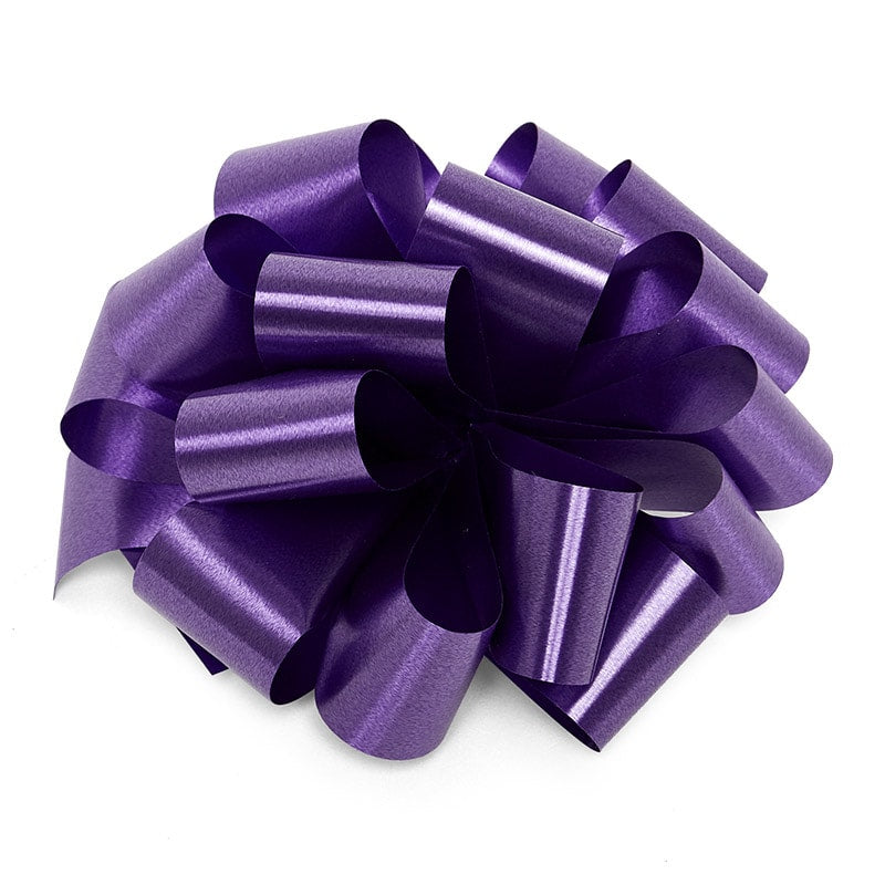 Purple Satin Finish Hank Folded Poly Bows – 1.25" x 5" (100 Pieces per Case)