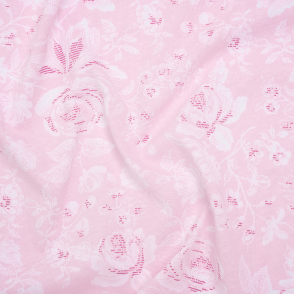 Cotton Jersey - Pink and White Floral - Deadstock