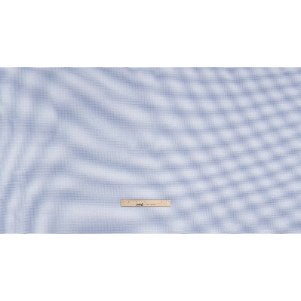 Cotton Twill Shirting - Blue and White Graph Paper Checks - Deadstock