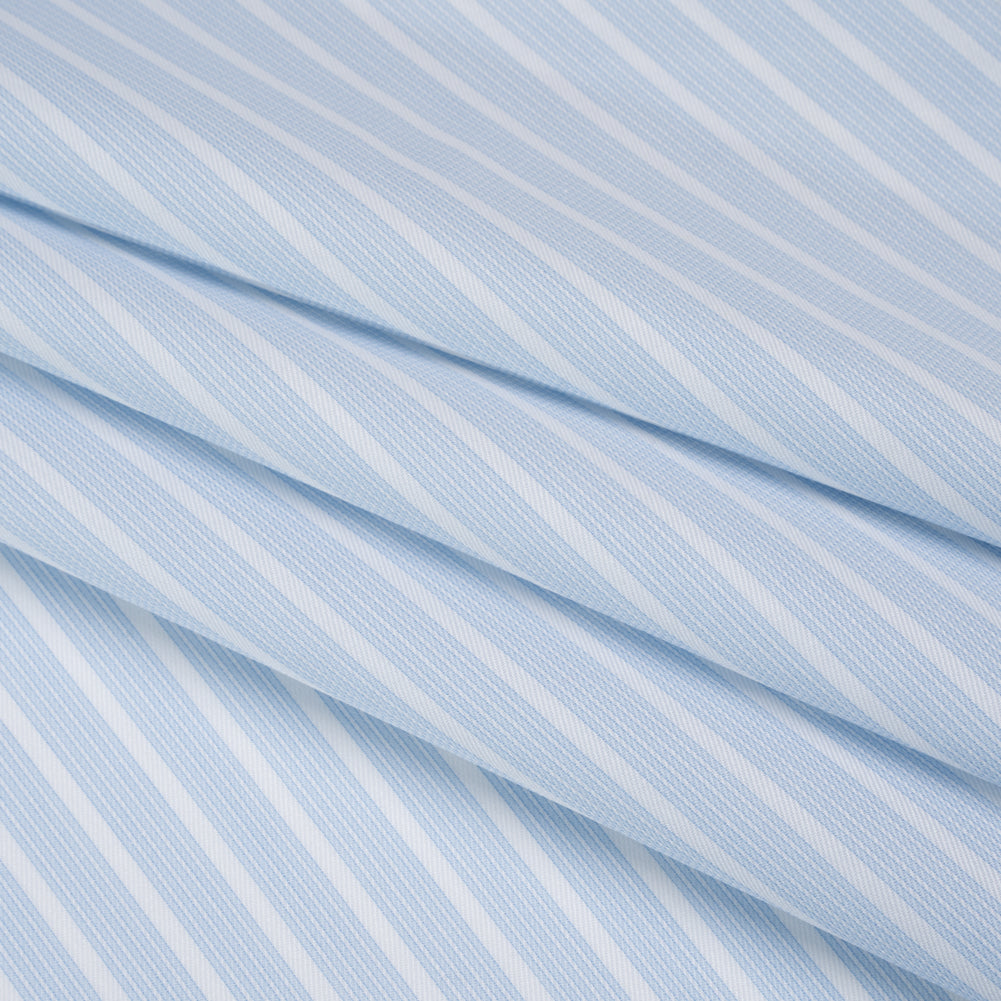 Cotton Twill Shirting - Baby Blue and White Stripe Bundles - Deadstock