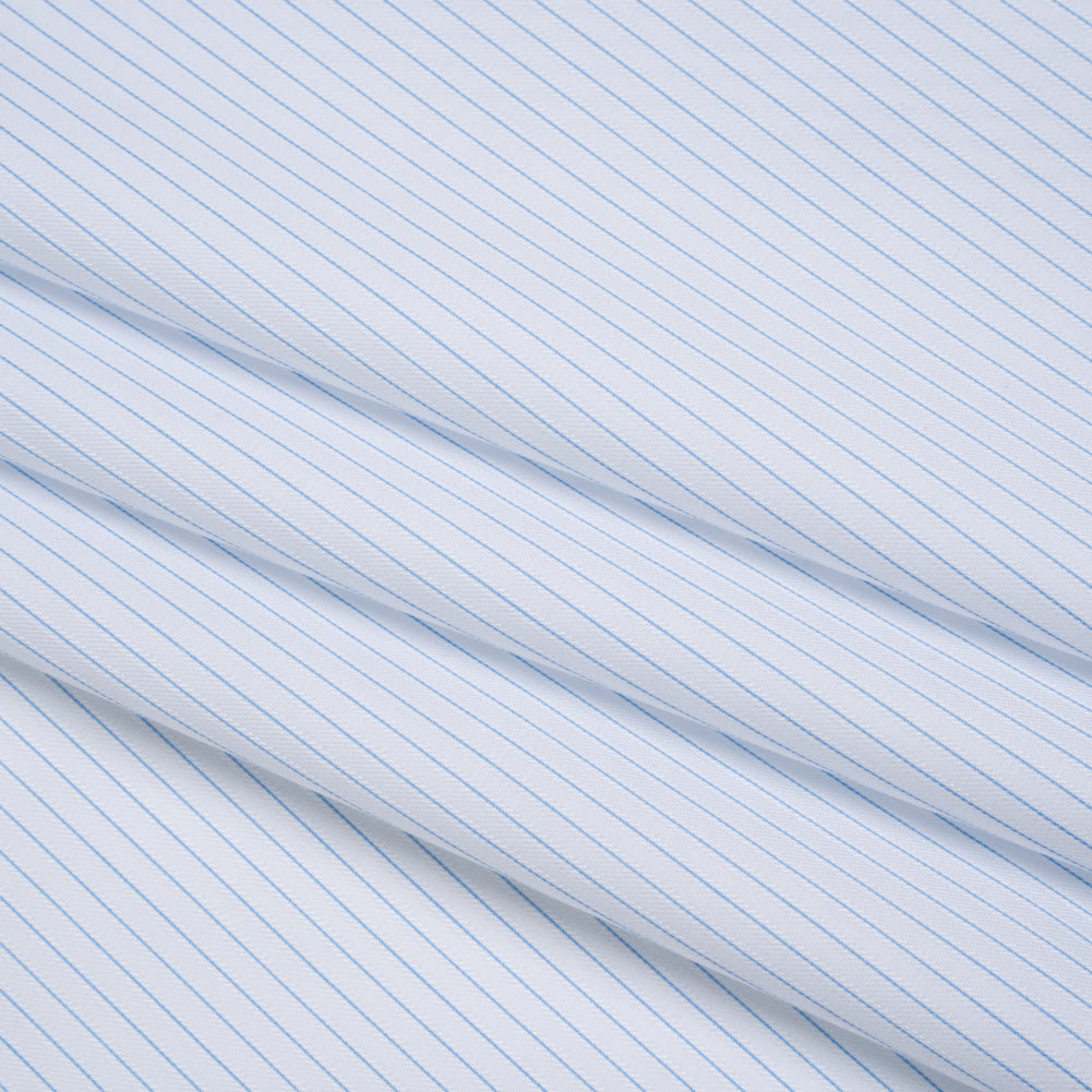 Cotton Twill Shirting - Light Blue and White Stripes - Deadstock