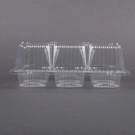 High Dome Plastic Cupcake Containers Holder Carrier, Holds 6