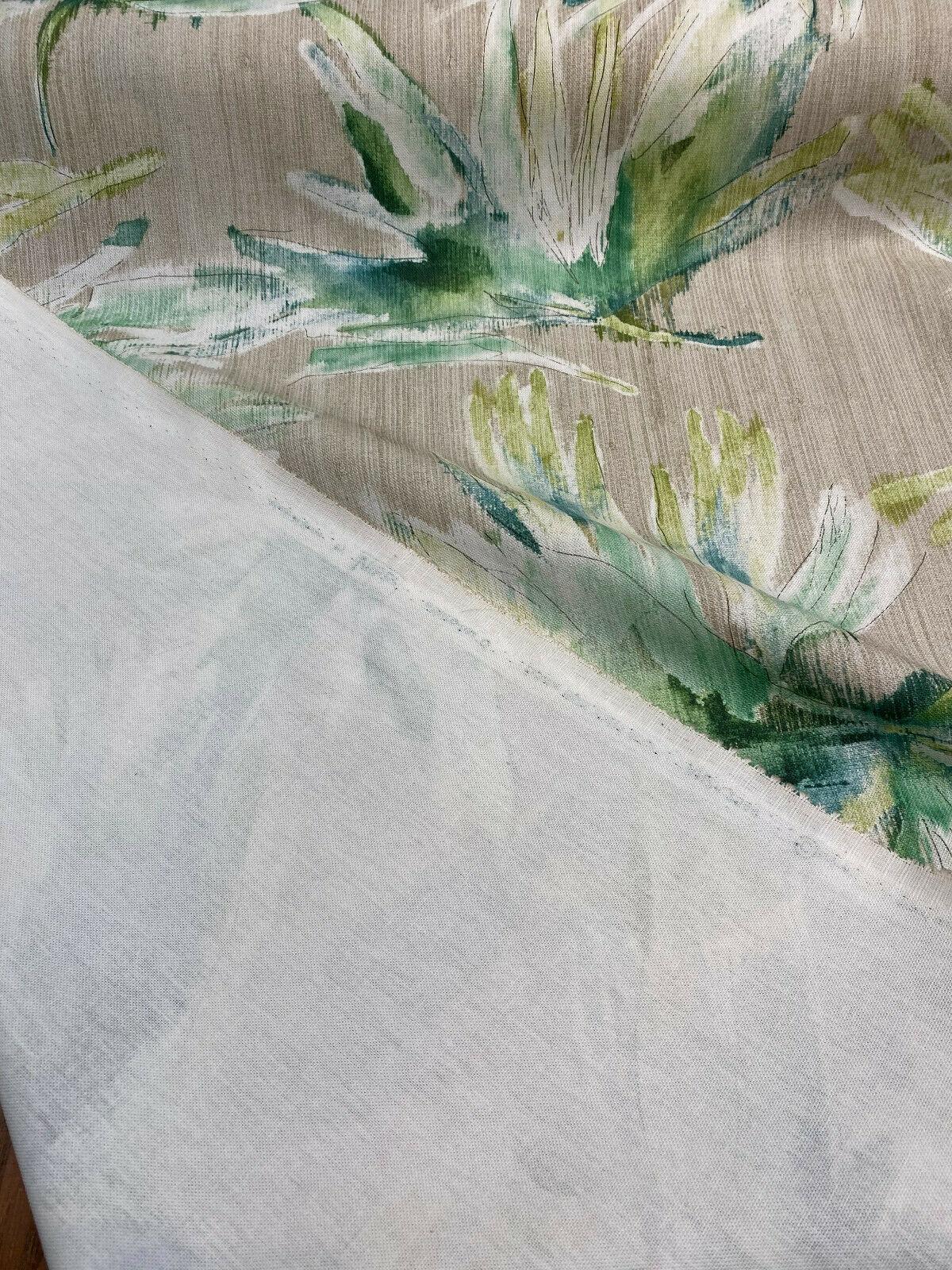 Anza Valley Green Forest Cotton Fabric - Shades Of Green On Taupe Beige Background, Digital Print, 54" Width, 220 Gr/M2 (1 Yard)