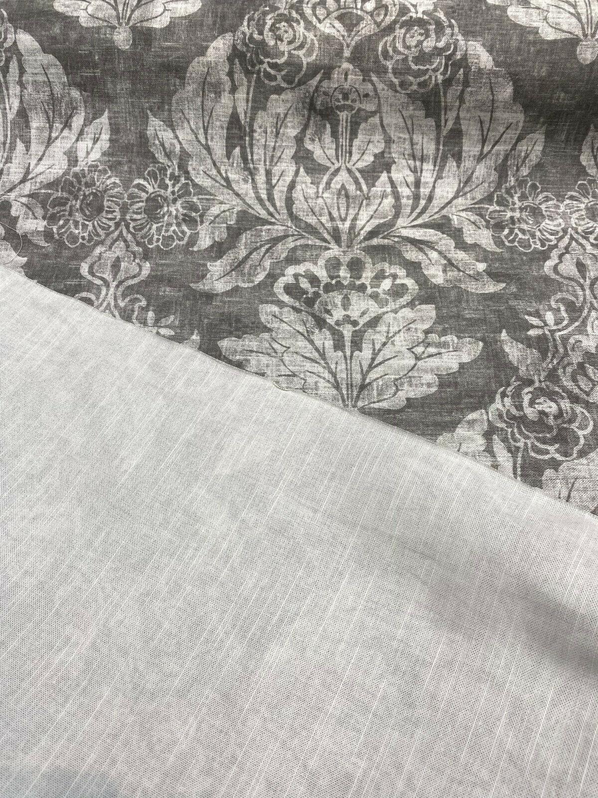 Classic Elegant Damask Cotton Fabric - Gray White Damask, 56" Width (1 Yard)