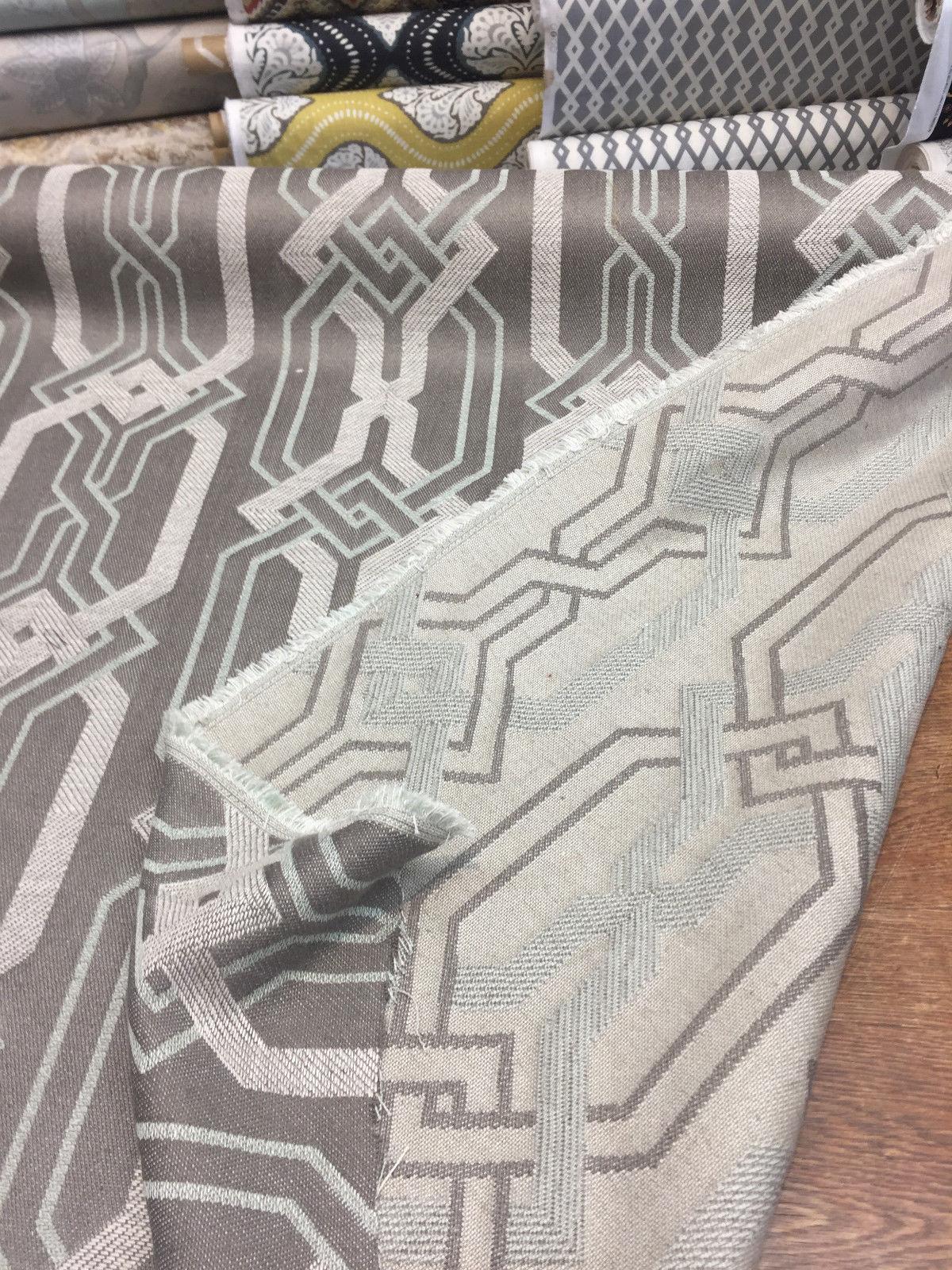 P Kaufmann Swanky Zen Linen Fabric - Geometric, Two Tone Gray With Light Blue, 57" Width (1 Yard)