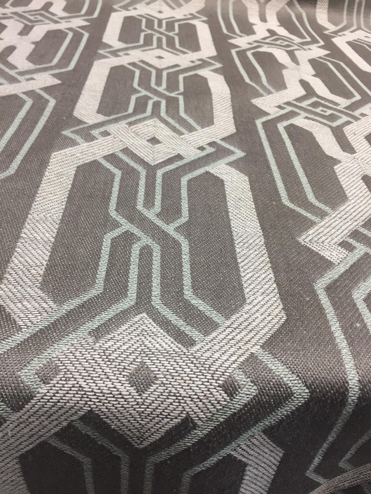 P Kaufmann Swanky Zen Linen Fabric - Geometric, Two Tone Gray With Light Blue, 57" Width (1 Yard)