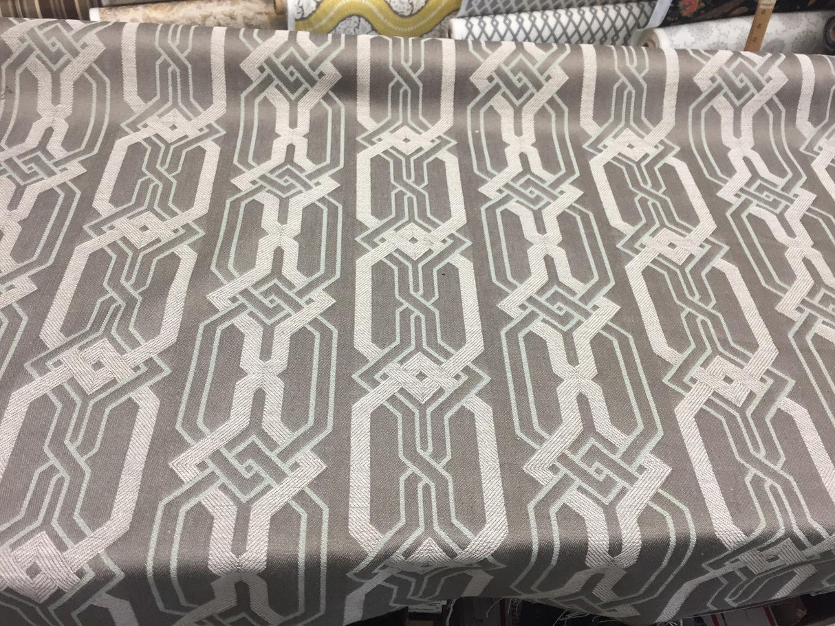 P Kaufmann Swanky Zen Linen Fabric - Geometric, Two Tone Gray With Light Blue, 57" Width (1 Yard)