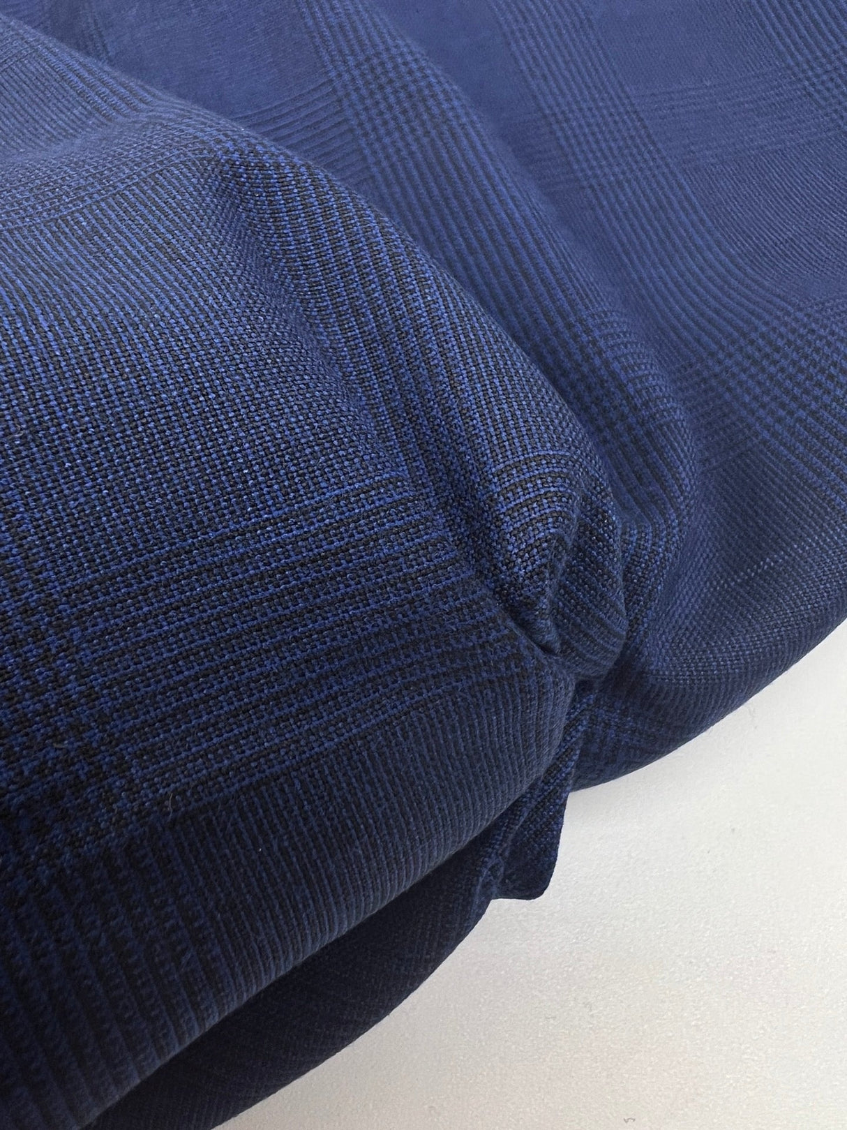 Polyester Checked Suiting Fabric Blue Black