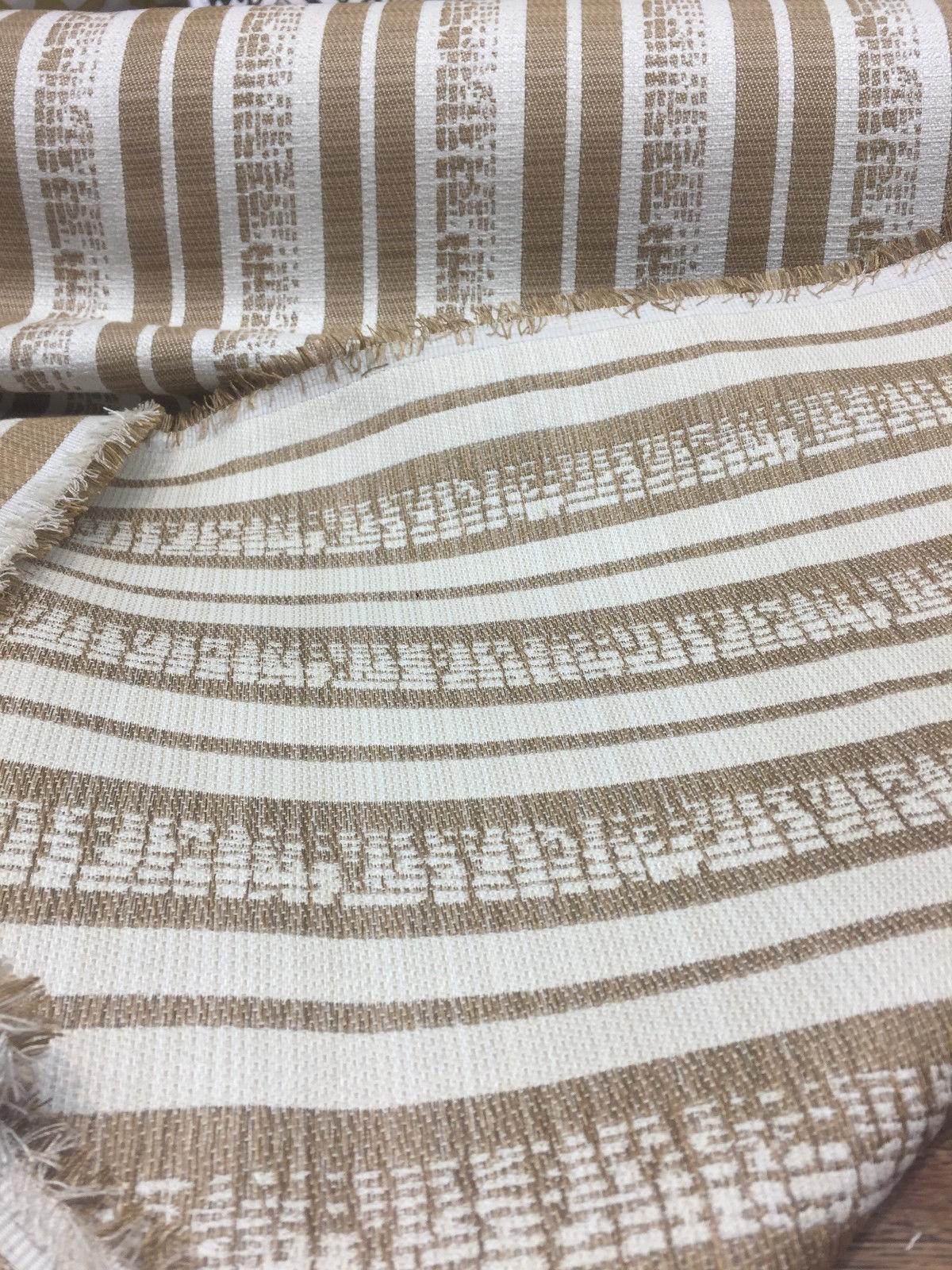 P Kaufman Byways 100 Percent Polyester Fabric - Toffee Gold Beige Striped, 57" Width, 3.5" Horizontal Repeat (1 Yard)