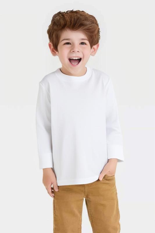 RADYAN® Toddler Cotton Jersey Long Sleeve Crewneck T-shirt - 3311
