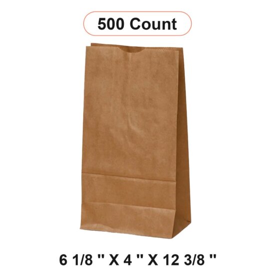 Kraft Carry Bags 6 1/8'' x 4'' x 12 3/8''