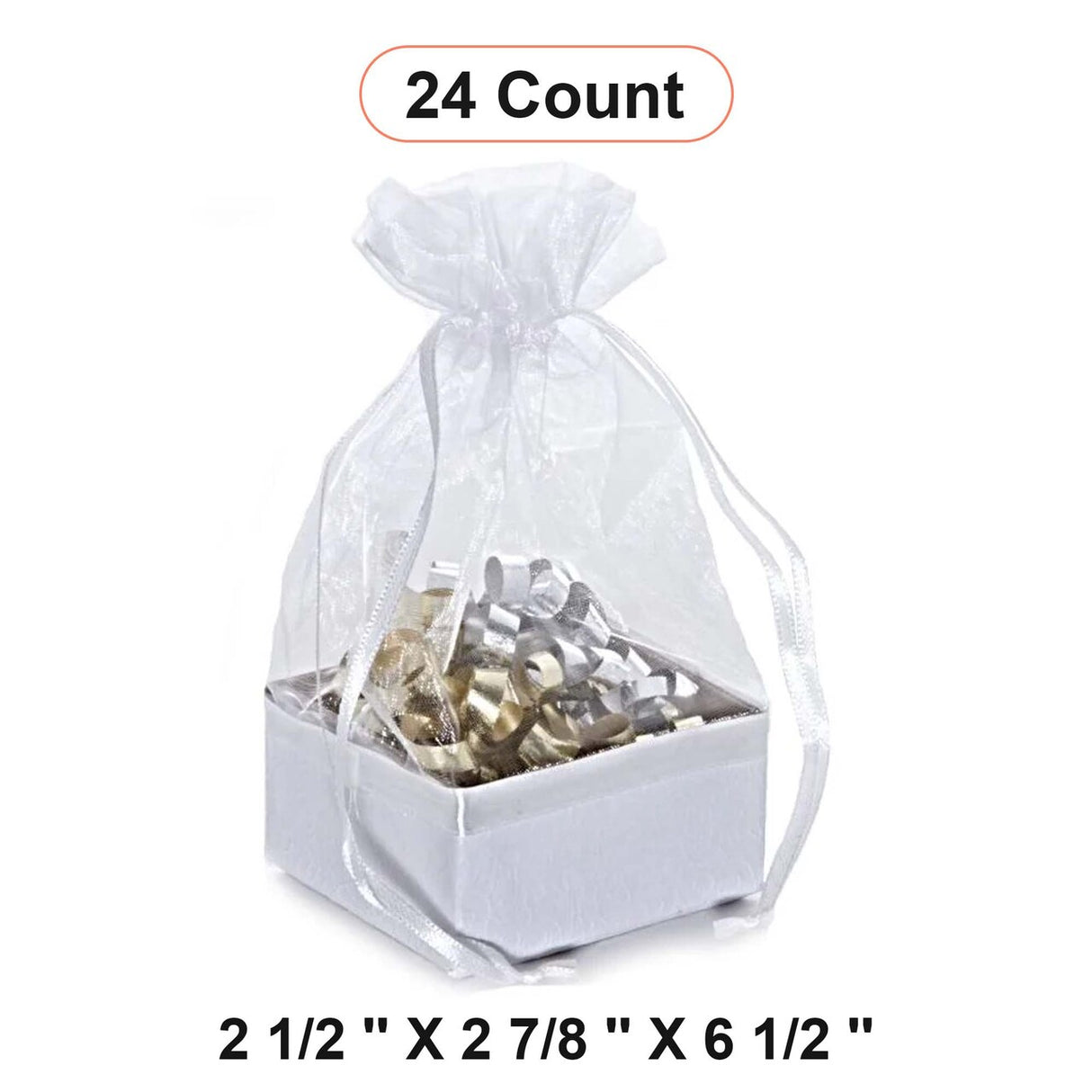 বাক্স অন দ্য বটম অর্গানজা ব্যাগ ২ ১/২'' x ২ ৭/৮'' x ৬ ১/২'' উপহার