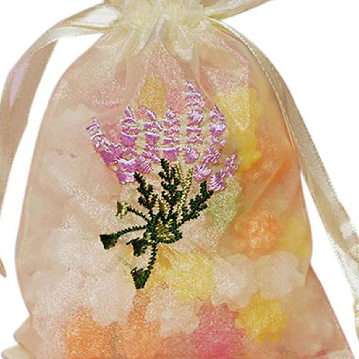 Lavender Flower Embroidered Organza Bags 4'' x 6'' for Gifts