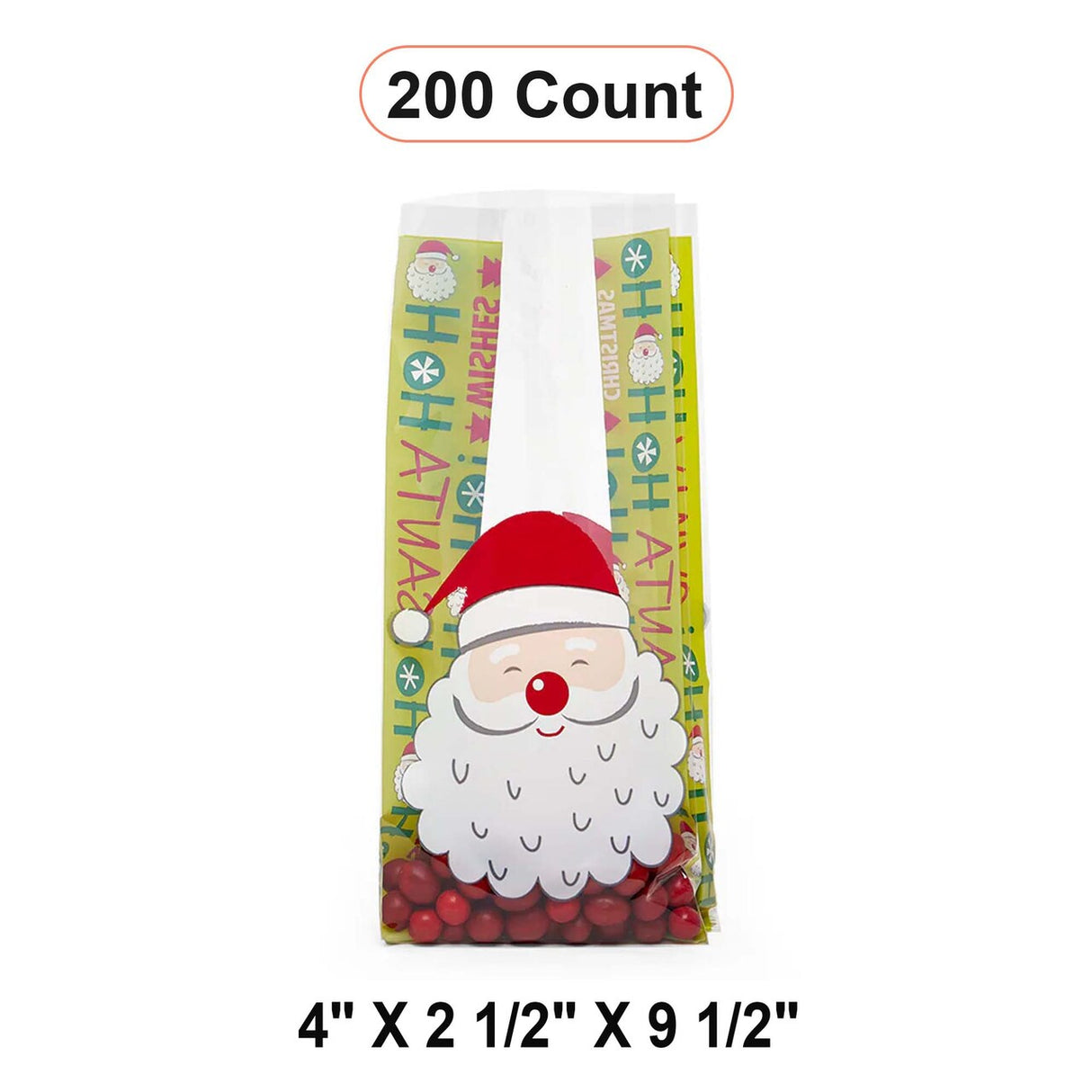 Christmas Themed Cello Bags for Gifts 4” x 2.5” x 9.5”