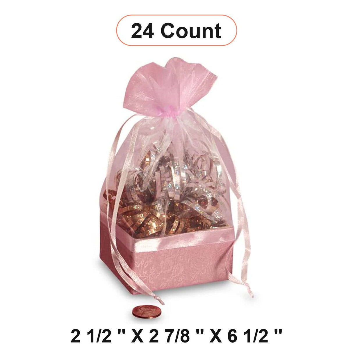 নিচের দিকের বাক্স অর্গানজা ব্যাগ ২ ১/২'' x ২ ৭/৮'' x ৬ ১/২'' মোড়ানো