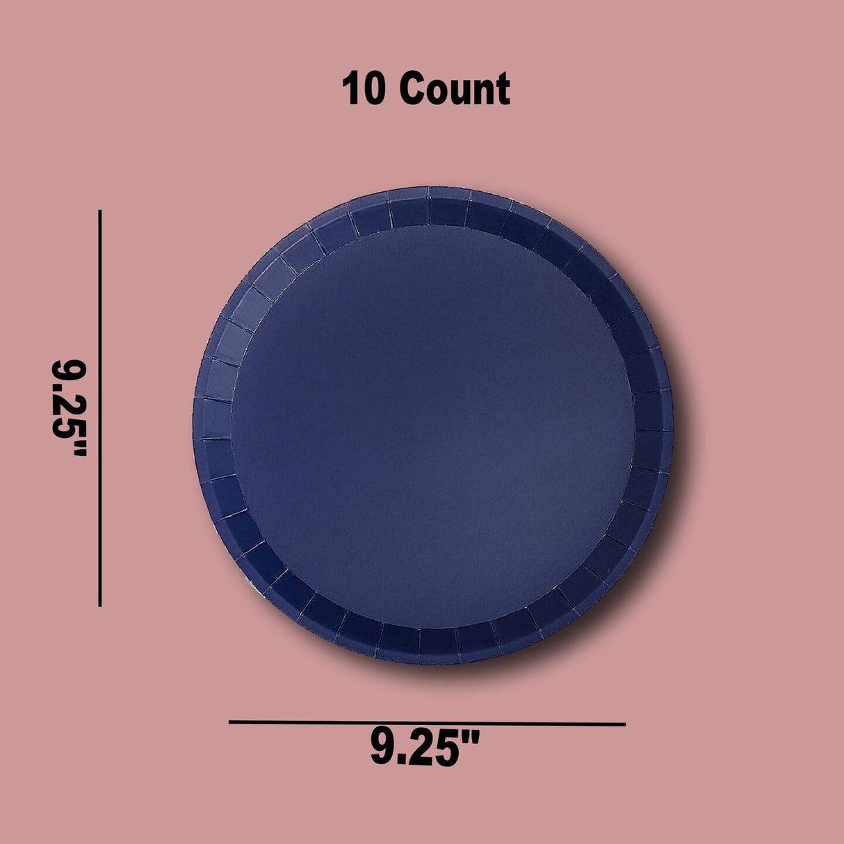 10 Count Navy Large Paper Plates 9.25 Inch Classic Round Plates for Parties Meals and Events