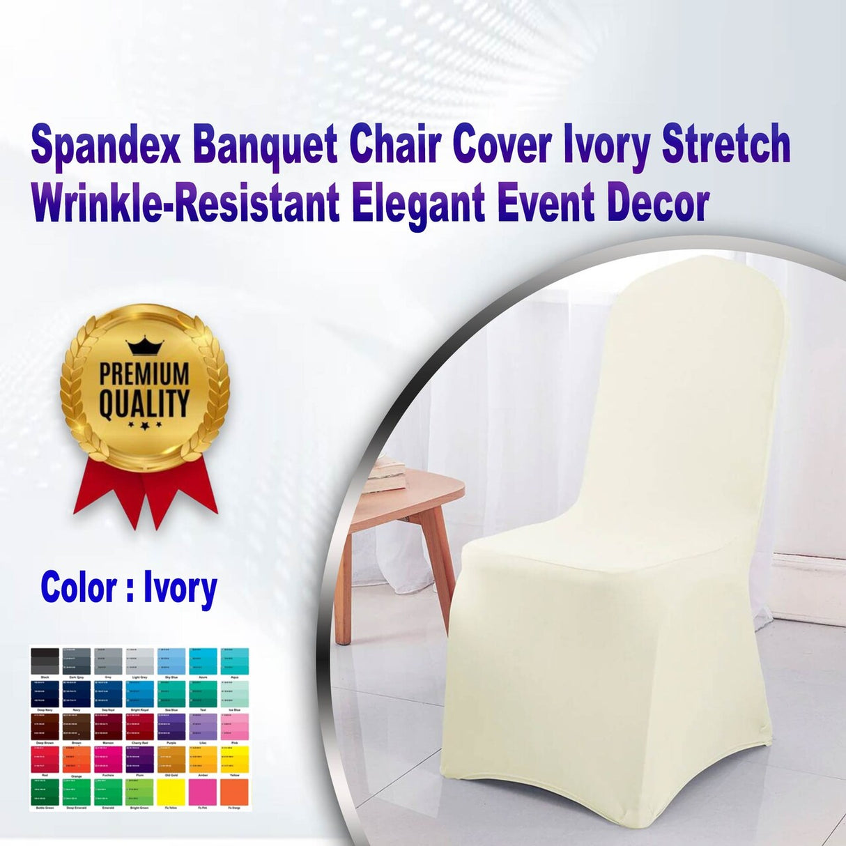 1 Piece Spandex Banquet Chair Cover Ivory Stretch Wrinkle Resistant Elegant Event Decor