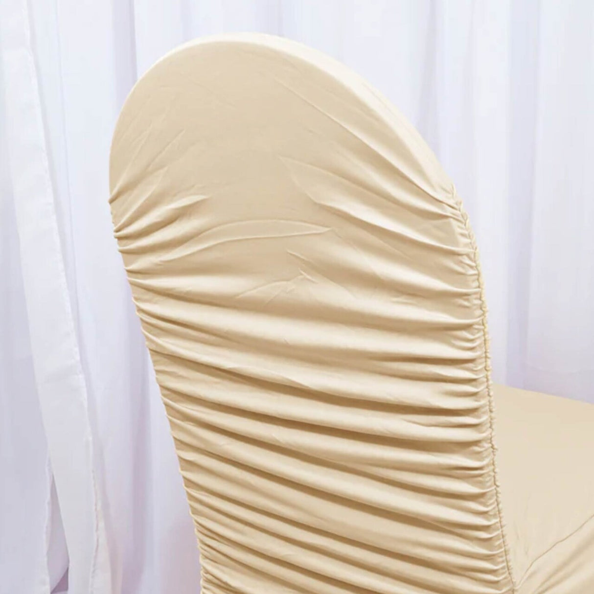 1 Piece Champagne Rouge Spandex Banquet Chair Cover with Elegant Ruffles