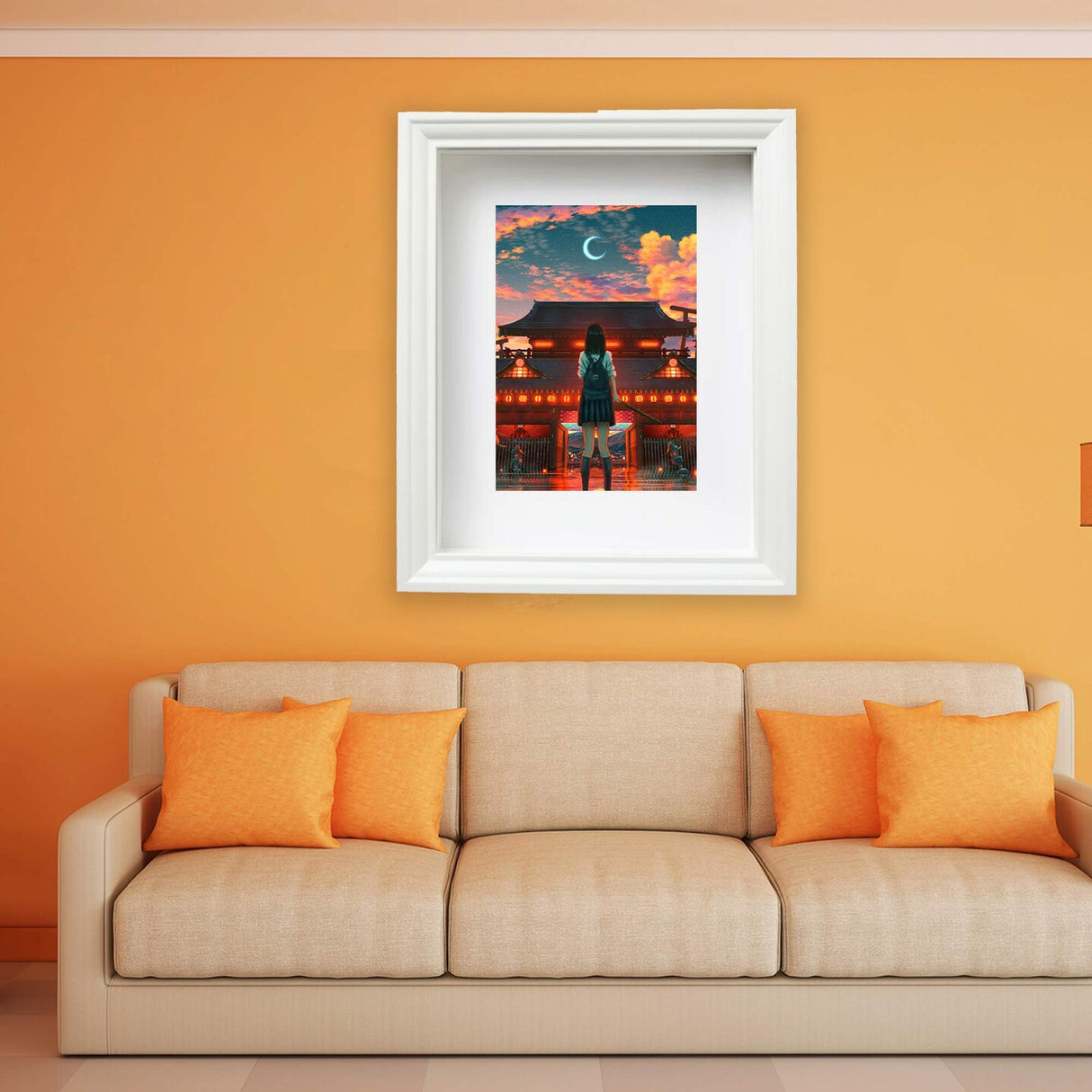 7 ¾x9 ¾" White Frame with Acid-Free Mat – Deep Profile for Hanging or Standing, Plastic Front Protection