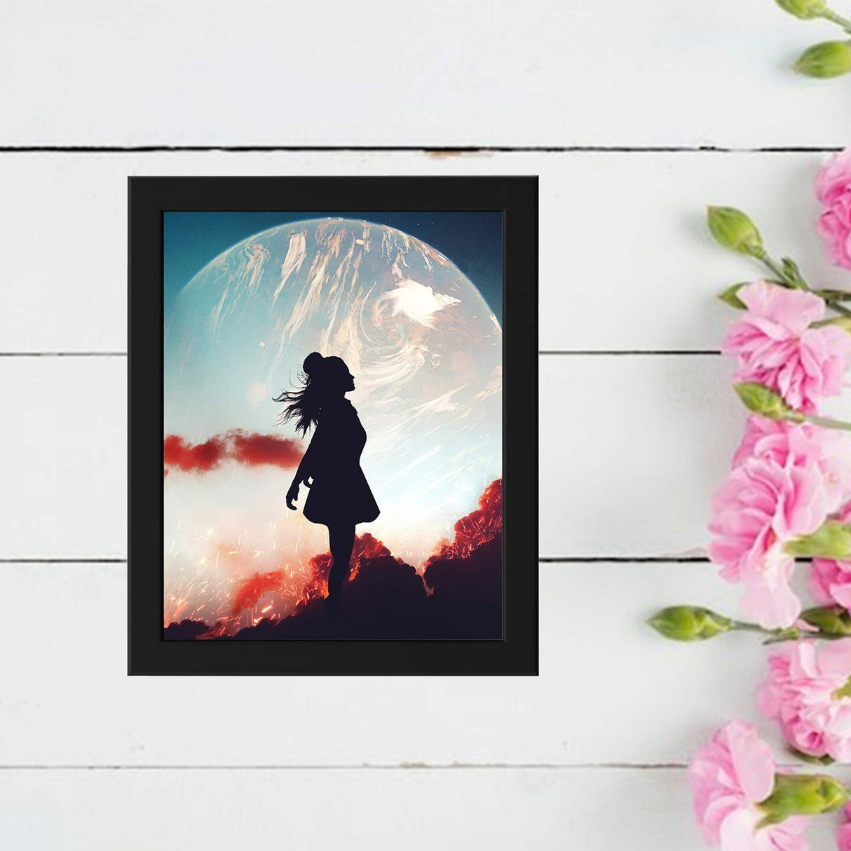 8x10" Black Frame with Plastic Front Protection – For Hanging or Standing, Compatible with ALFTA Adhesive Hook