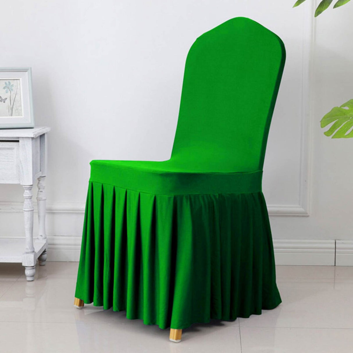 Spandex Banquet Skirt Chair Cover Emerald Green Stretch Elegant Event Decor