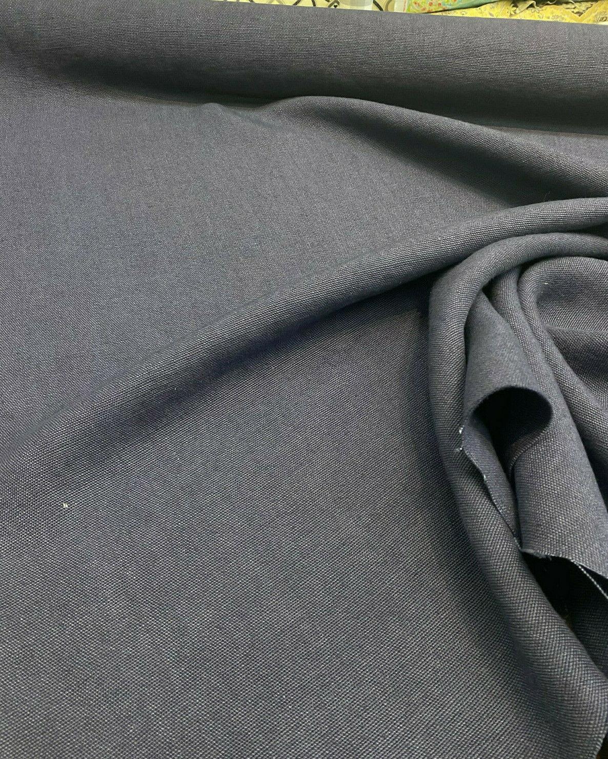 100% Belgian Linen Fabric - Blue Denim Ventanas, 56" Width (1 Yard)