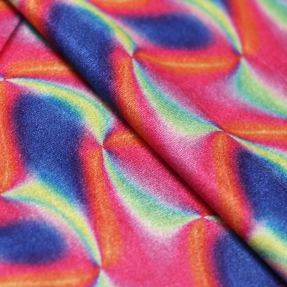 Water Color Polyester Spandex Fabric - Multi-Color Abstract Print, 58-60" Width (1 Yard)