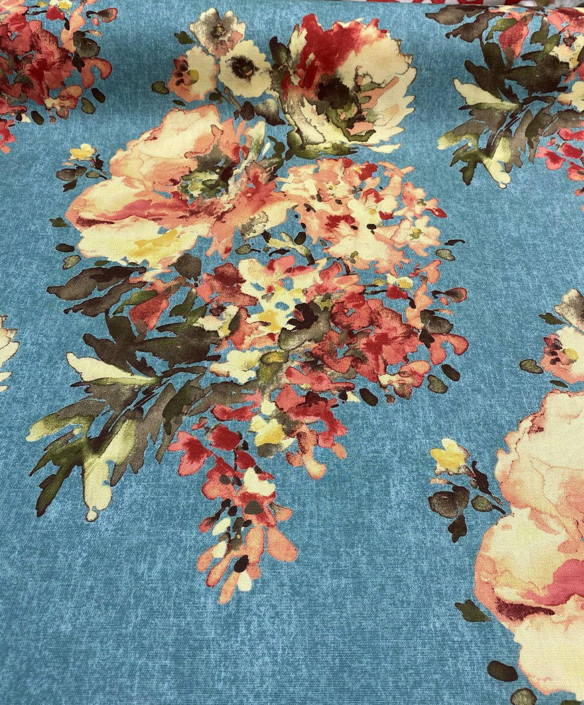 Swavelle Rite Of Spring Flowers Fabric - Blue Floral Print, 54" Width (1 Yard)