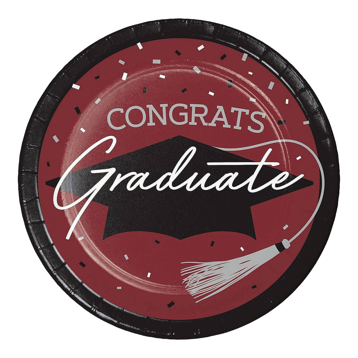 Creative Converting School Spirit Burgundy Graduation Dessert Plates – 54ct