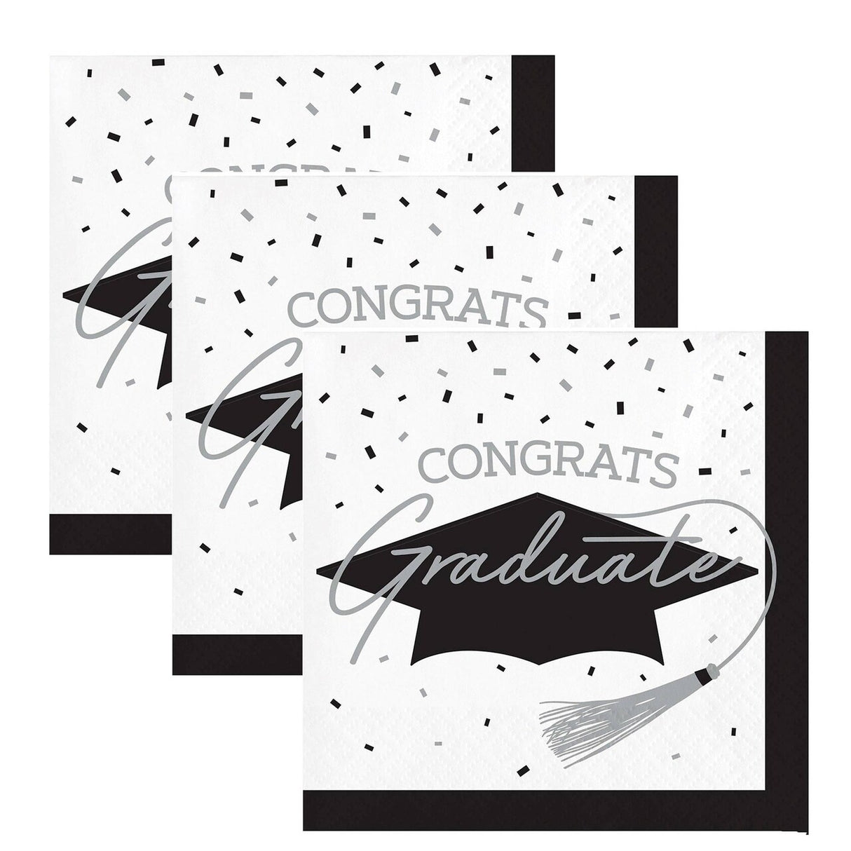 Creative Converting School Spirit White Graduation Beverage Napkins – 108ct