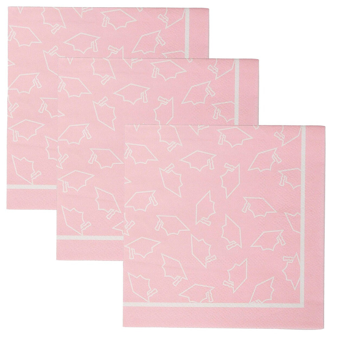 5" Bulk 50 Ct. Pink Graduation Disposable Paper Beverage Napkins