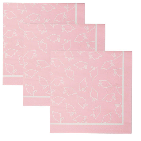 5" Bulk 50 Ct. Pink Graduation Disposable Paper Beverage Napkins