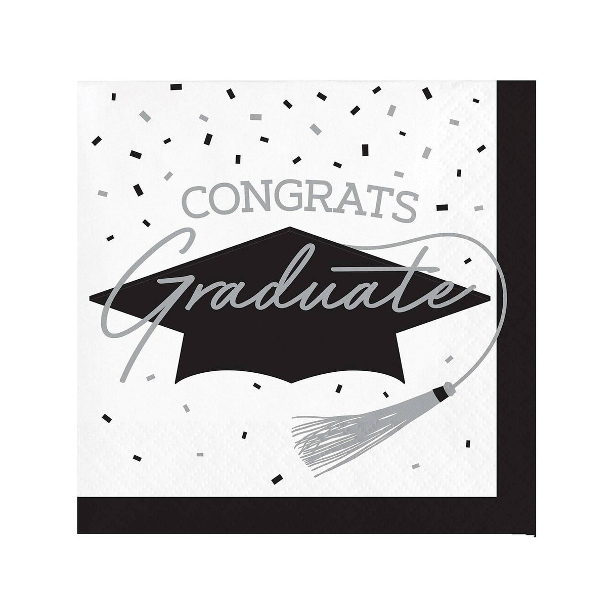 Creative Converting School Spirit White Graduation Beverage Napkins – 108ct